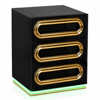 Table d'appoint LED intelligente, table de chevet moderne de luxe avec décoration en métal 3D pour la chambre à coucher, le salon, meubles