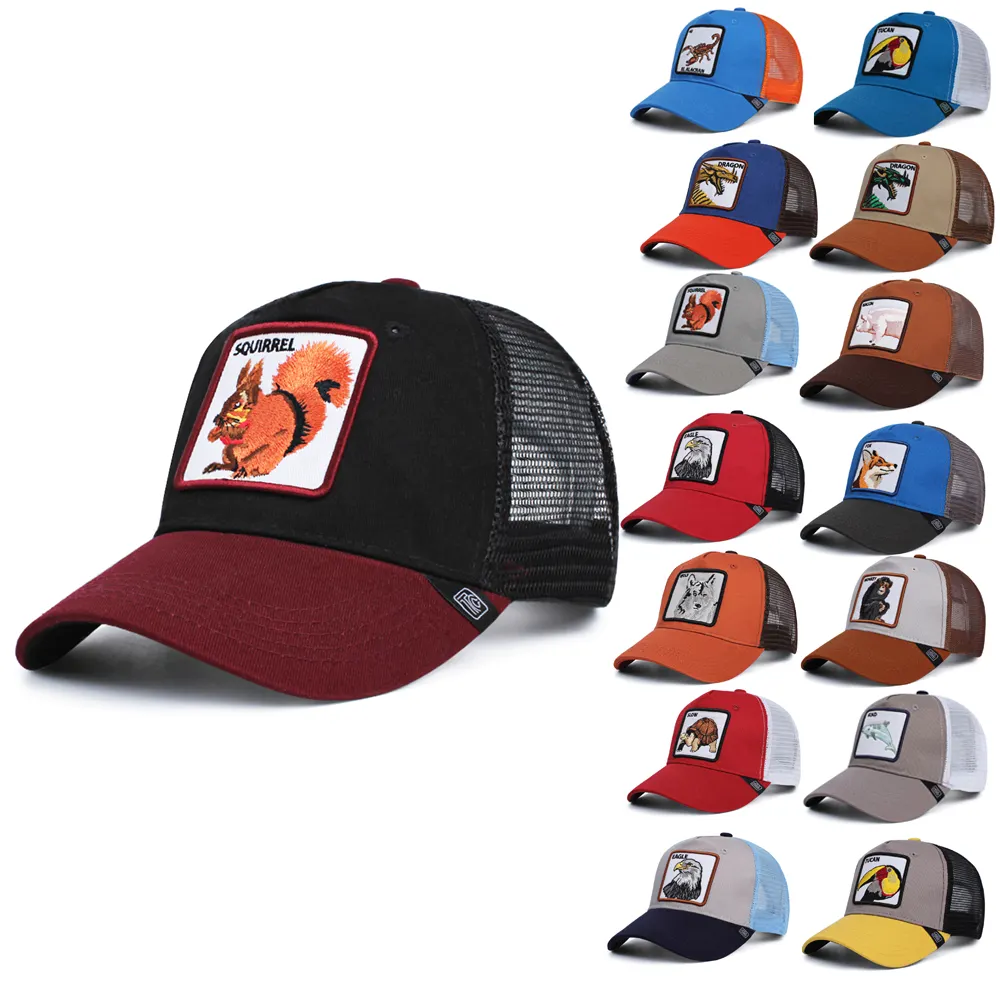 Unisex Adjustable Amazon Hotsale Animal Trucker Hats 3D Embroidery Customised Baseball Caps