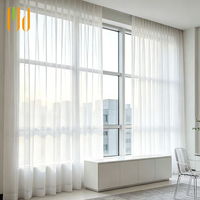 Rideau semi-transparent de luxe aspect lin, ignifuge, plissé sur mesure, pour fenêtre française, hall d'hôtel et rideaux de restaurant