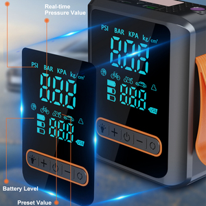 Pompa Ban Digital Portabel Elektrik Mini untuk Sepeda 12v Mobil Silinder Ganda Catu Daya DC Lampu Terang - Product Image 2
