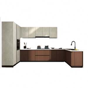 Gabinetes de Melamina de Madera Contrachapada de Primera Calidad, Diseño de Cocina Moderna Personalizada en Forma de U para Casa Nueva, Gratis - Product Image 1