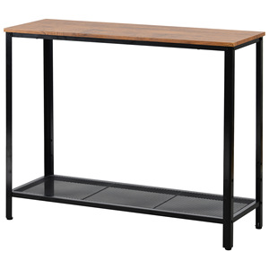 Mesa consola con tablero de madera maciza y estructura metálica con estante para sala de estar, dormitorio o estudio - Product Image 1