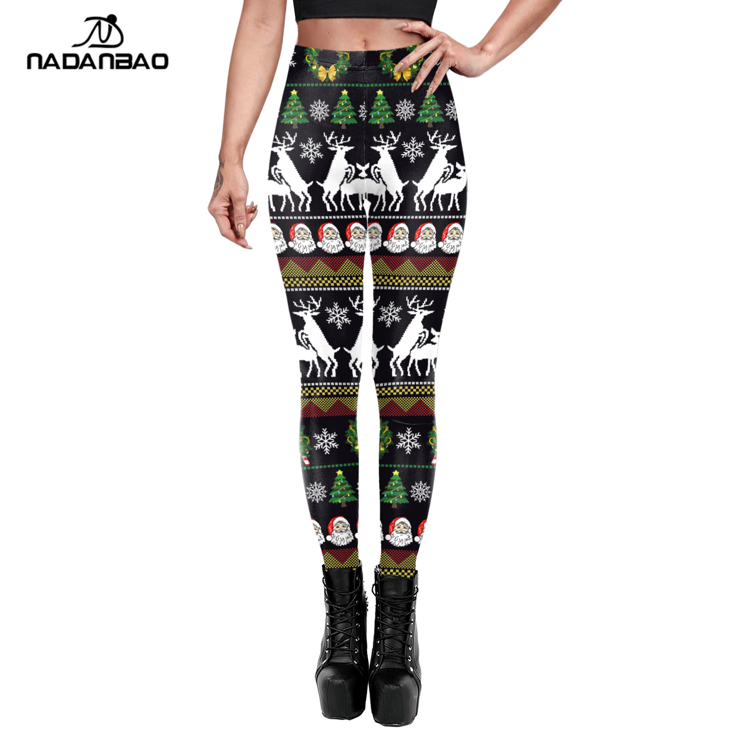NADANBAO Brand new arrival leggings Hip lift outwear pants women Christmas deer print fitness leggings dailylife wearing