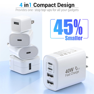 Hyto 40W USB C sạc khối 4 cổng Loại C nhanh chóng sạc khối kép PD Power Adapter + QC cắm đôi USB tường sạc - Product Image 6