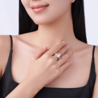 Anillo de Diamante de Diseño Personalizado de Moda, Anillo de Lujo con Corte Marquesa de Plata S925, Piedra Grande de 2.6ct, Regalo para Ella