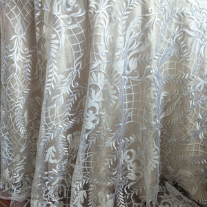 120 pollici bianco ricamato Vintage <span class=keywords><strong>pizzo</strong></span> copertura della tavola paillettes tavolo sovrapposizione <span class=keywords><strong>tovaglia</strong></span> per la festa di nozze - Product Image 5