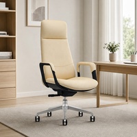 Chaise de bureau de direction au design moderne et confortable, dossier haut, couleur beige
