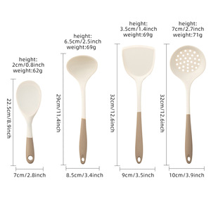 Silicone Spatula Set 4 Pieces Food Grade Heat Resistant Non Stick Cooking <b>Utensils</b> For Stir Fry Soup Ladle Kitchen Tools - Product Image 3