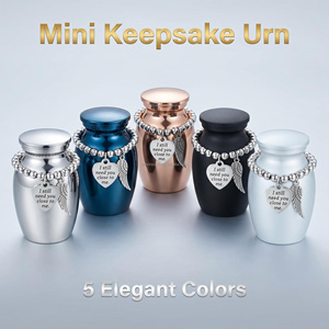Guci Mini Berbahan Paduan Aluminium Multi Warna Dengan Liontin Hati Sayap Malaikat Berukir, Guci Saku Kenangan Kremasi untuk Abu Jenazah Hewan Peliharaan atau Manusia - Product Image 6