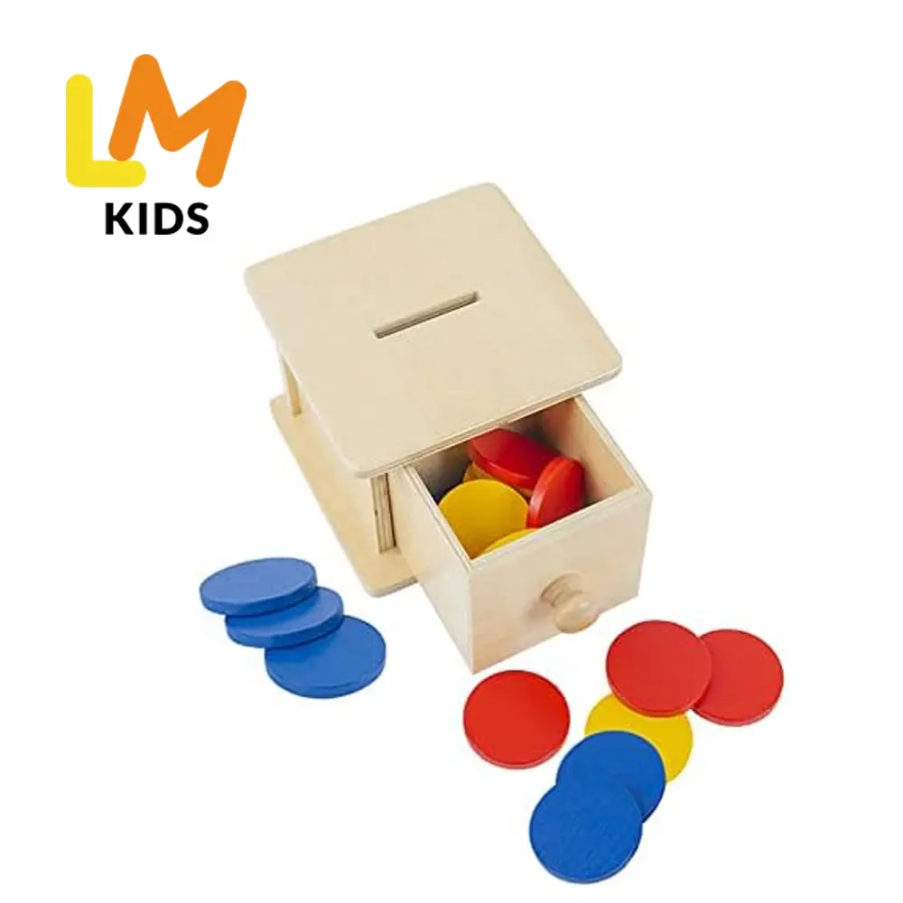 Baby Montessori Kit Muntdoos Bakken Baby Speelgoed Materialen Voor Peuter Educatieve Houten Kleur Vorm Soort Match Drop Game Lade