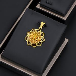 Jxx - Collar con Colgante de Flor de Latón Chapado en Oro para Mujer, Joyería Hip Hop para Novia, Estilo Indio para Niñas, Inspirado en Dubái y Turquía - Product Image 5