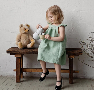 <span class=keywords><strong>Robe</strong></span> d'été en lin pour petite fille, <span class=keywords><strong>tablier</strong></span> à volants et boutons au dos, à fleurs, 2023 - Product Image 3