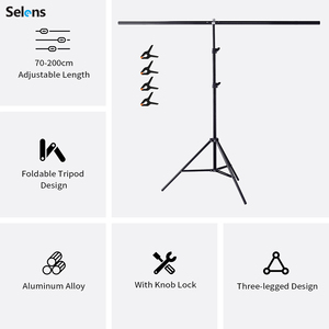 Selens 200*200cm T-förmiger tragbarer Hintergrundst änder Hintergrundstützständer-Kit mit Clips für Fotografie Video Studio - Product Image 2