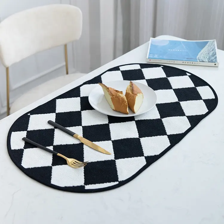 Casa e jardim acessórios fio-tingido tecido de algodão tecido tapete mesa de jantar placemat elegante reversível