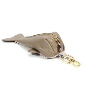Creative Whale Shaped Design Top Grain Genuine Leather Cowhide Mini Soft Pendant Coin <b>Purse</b> Key Ring <b>Cute</b> Zipper Wrist Strap - Product Image 3