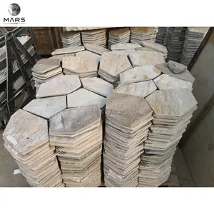 中国工厂铺路石不规则形状天然石材随机石板地砖