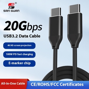 Cable USB 3.2 Tipo-C Macho a Macho, Trenzado de PVC, Alta Velocidad, Carga Rápida 5A PD100W, Thunderbolt 3, Proyección de Pantalla, Video 4K - Product Image 5