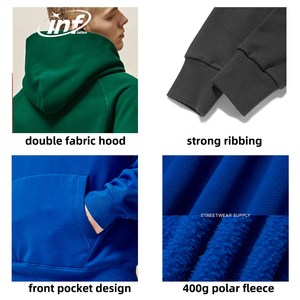 Sudadera con <span class=keywords><strong>Capucha</strong></span> de Forro <span class=keywords><strong>Polar</strong></span> Grueso de 400 g/m² con Logotipo Personalizado en Relieve, Sudadera con <span class=keywords><strong>Capucha</strong></span> de Doble Capa para Hombre, Tallas Grandes - Product Image 3