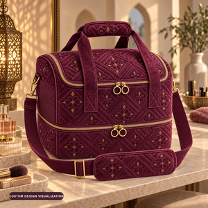 Bolsa Organizadora de Cosméticos de Doble Capa Personalizada con Correa para el Hombro |   OEM/ODM - Product Image 6