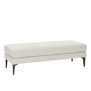 Banco Otomano de Cuero Duradero Contemporáneo, Asiento con Patas Doradas de Metal, Taburete Largo de Terciopelo para Dormitorio, Sala de Estar - Product Image 1