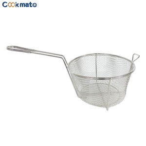 Cesta de freír de acero inoxidable de forma redonda con asa y soporte frontal de malla fina - Product Image 5