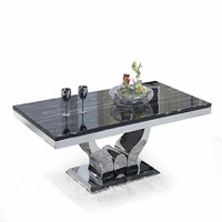 Table basse rectangulaire en chêne de qualité supérieure avec plateau en marbre, idéale pour le salon