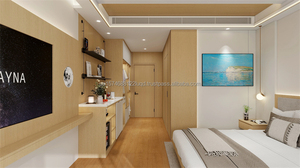 Juego de Muebles de Dormitorio Modernos Personalizables para Hotel de 3 Estrellas, Cama de Madera con Mesita de Noche, Armario y Escritorio para TV Incluidos para Habitación Completa - Product Image 3