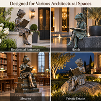 Sculpture de Fille Lisant en Bronze, Statue Grandeur Nature Personnalisée, Finition Antique Faite à la Main, Décoration Durable pour Jardin, Bibliothèque, Villa