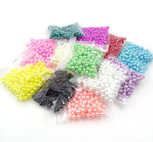 Hạt nhựa tròn giả ngọc trai màu hồng, có lỗ, kích thước 3 4 6 8 10 12 mm, 30 màu, dùng cho máy làm ngọc trai - Product Image 1