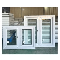 Ventanas con Aislamiento Térmico Contra Huracanes, Ventanas Abatibles de PVC con Vidrio Aislante, Impermeables, con Mosquitera para Casas y Villas