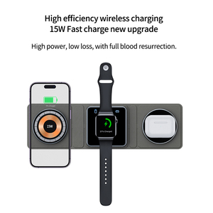 Cargador inalámbrico magnético plegable 3 en 1 estación de carga almohadilla de carga de viaje para <span class=keywords><strong>Apple</strong></span> <span class=keywords><strong>Watch</strong></span> iPhone 15 Cargador inalambrico - Product Image 5