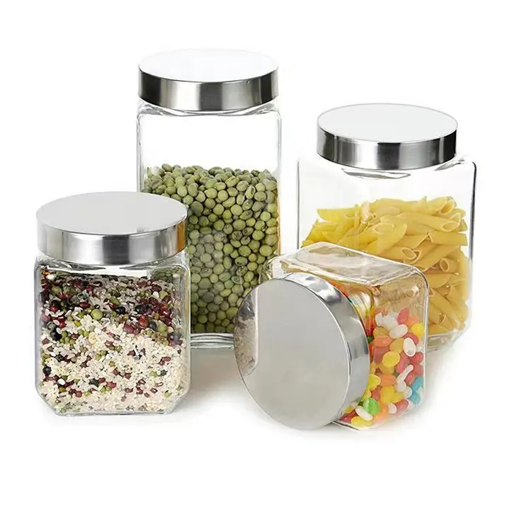 Round Square cans storage tanks for multi-grains storage food large jars 800ml 1100ml 1700ml 2100ml with lid