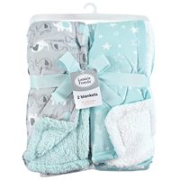 Mit Sherpa Back Boy Basic Elephant bedruckte Front One Size Unisex Baby Plüsch decke