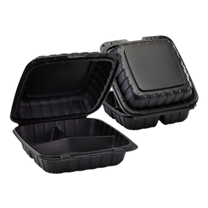 Fuling 9inch 8inch 7inch vuông 3 ngăn trắng đen khoáng chất đầy PP bữa ăn chuẩn bị phân hủy sinh học lấy đi hộp đựng thức ăn - Product Image 6