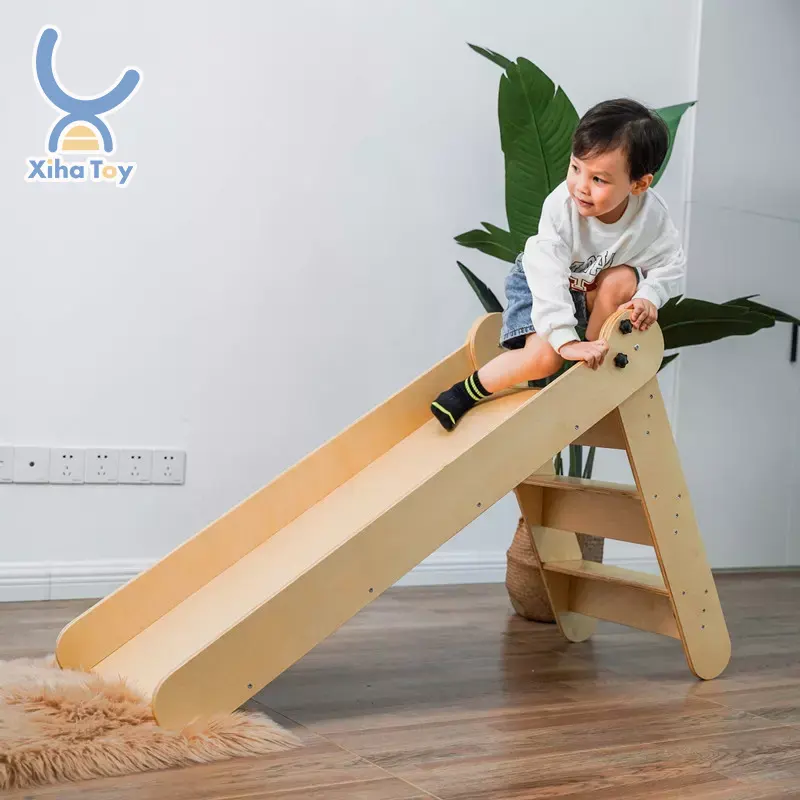 XIHA Kids Wooden Slides for Indoor and Outdoor Freestanding Slide for Toddler Playground Slipping Slide Climber Toy Play Sets