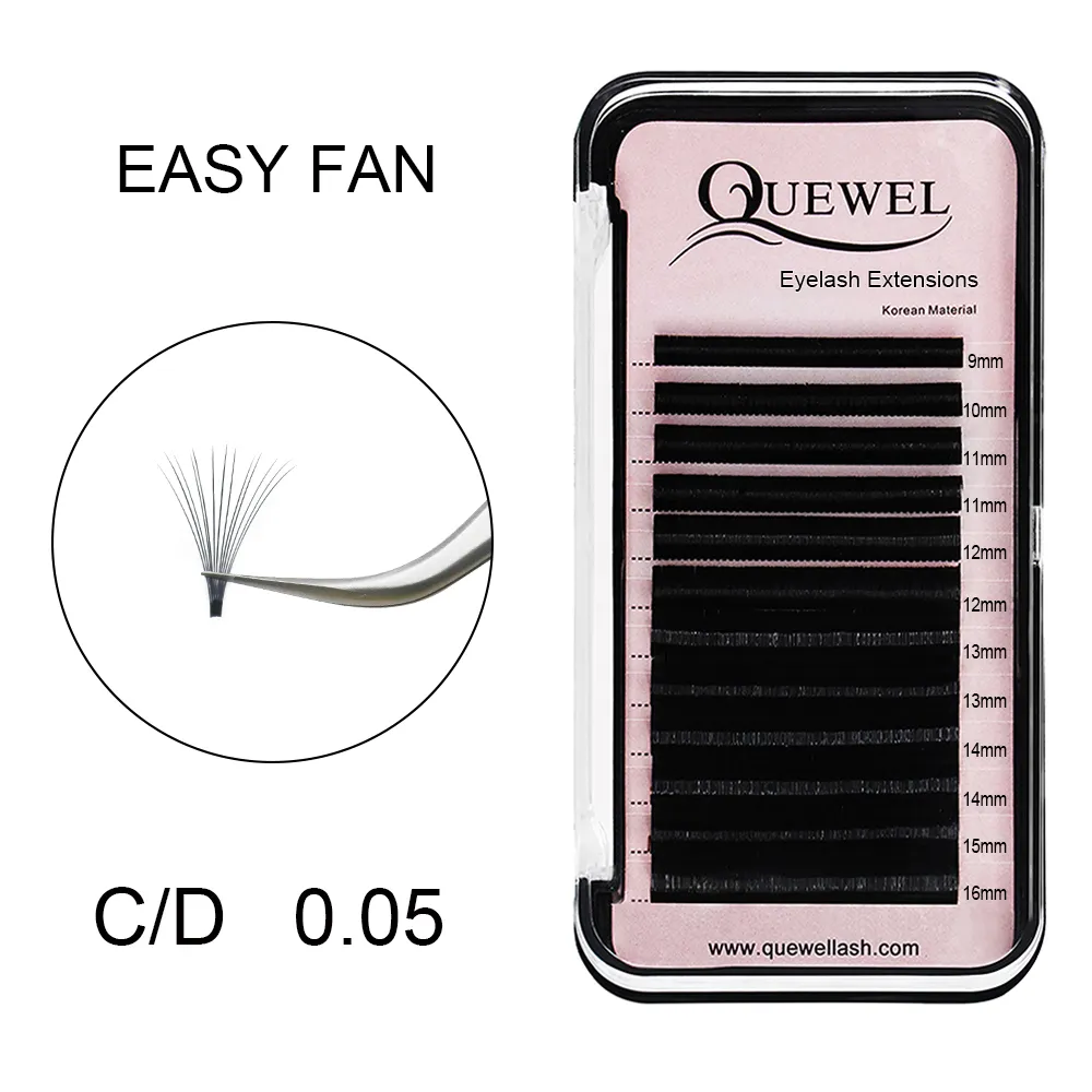 Quewel soffici fioritura fan 0.03 0.05 0.07 cashmere estensioni delle ciglia veloce fanning facile fan lash vassoi