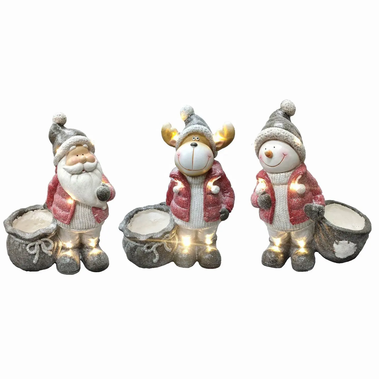 Boneka Salju Natal Polyresin Lucu Patung Natal Resin Manusia Salju Ornamen Hadiah Santa