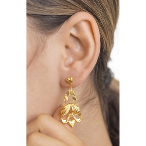   Pendientes de botón clásicos y modernos en tono dorado de 22 quilates con circonita, aleación de cobre vintage como piedra principal, ideales para fiestas, bodas y regalos. - Product Image 1