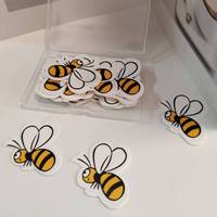Décoration de gâteau en forme d'abeille comestible en papier gaufré jacquard, abeille jaune de dessin animé, accessoire de pâtisserie, décoration de gâteau d'anniversaire pour enfants