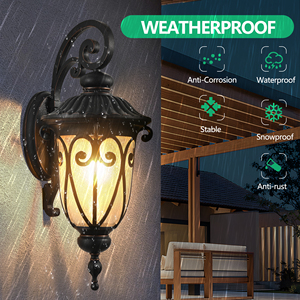 Grandi luci da esterno, lanterne nere da esterno da 23 pollici impermeabili per il portico anteriore per il controllo dell'interruttore della luce del balcone del Garage - Product Image 2