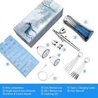 Kit d'aérographe avec compresseur, pistolet aérographe portable sans fil avec buse de 0.3mm et 0.5mm