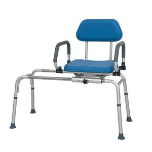 Bliss Medical Height Adjustable Aluminum Tub Transfer Bench Bath Chair Rotating Sliding Shower Chair With Swivel Seat