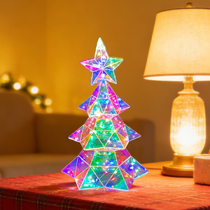 ต้นคริสต์มาสโฮโลแกรม LED ส่องแสงระยิบระยับ ทำมือ เป็นมิตรกับสิ่งแวดล้อม ทันสมัย ขนาด 33 ซม. สำหรับตกแต่งภายในบ้านในช่วงคริสต์มาส ใช้พอร์ต USB - Product Image 4