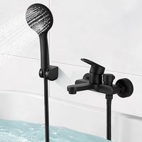 Mitigeur de baignoire noir avec douchette à main, mitigeur de bain avec pommeau de douche, robinet mural, accessoire de bain, robinet de douche
