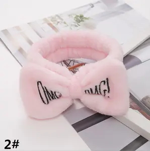 2023 New Design Women's Headband Fabric Polyester Makeup Hair Band Sweet American Style Face Wash Hairband In Black Red Color