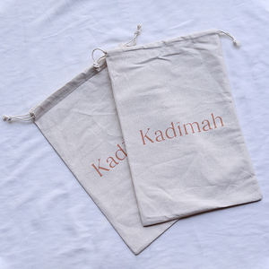 Sac à cordon en toile de coton recyclable personnalisé avec logo pour bougies, grand sac réutilisable pour bijoux et accessoires capillaires, imprimé offset - Product Image 2