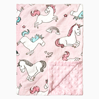 Couverture Polaire Licorne Bébé Ultra Douce en Tricot Fantaisie 100% Polyester Effet Vison Points Gaufrés OEM/ODM Quatre Saisons Anti-Boulochage