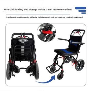 LEIHU kursi roda lipat ringan portabel, untuk orang tua perjalanan pesawat menggunakan perlengkapan terapi rehabilitasi - Product Image 5
