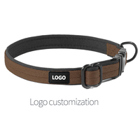 Colliers d'entraînement pour chiens personnalisables OEM avec logo, en nylon brun épais, souples, robustes, grands et ajustables, vente en gros