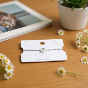 Bracelet en acier inoxydable Acero 1 cm avec lettre P simple face, bracelet à breloques tendance pour femme - Product Image 3